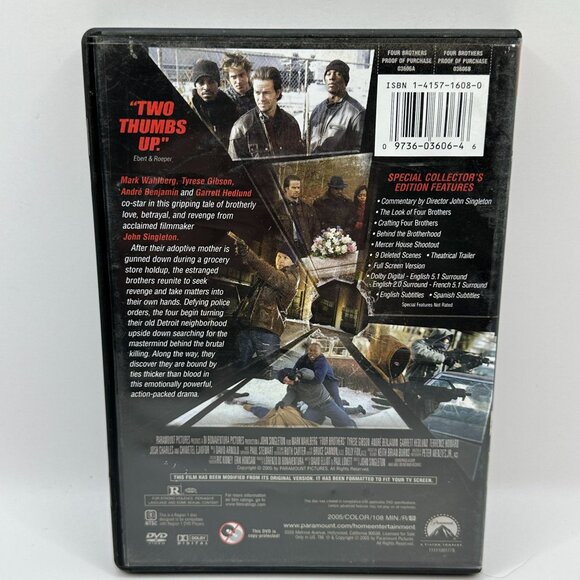 Four Brothers DVD Special Collectors Edition Full Screen Mark Wahlberg Paramount - Picture 3 of 5